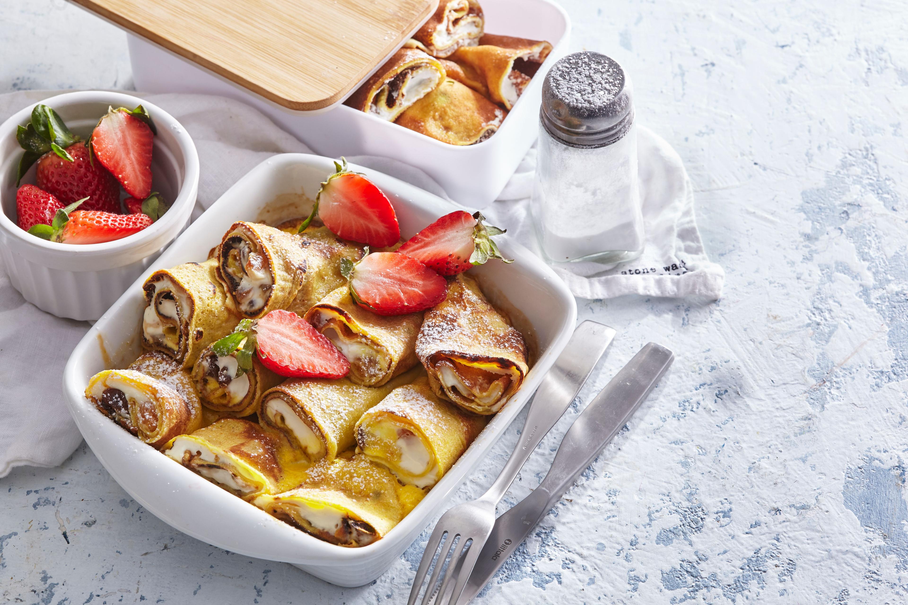 Zapečené viedenské palacinky s jahodami