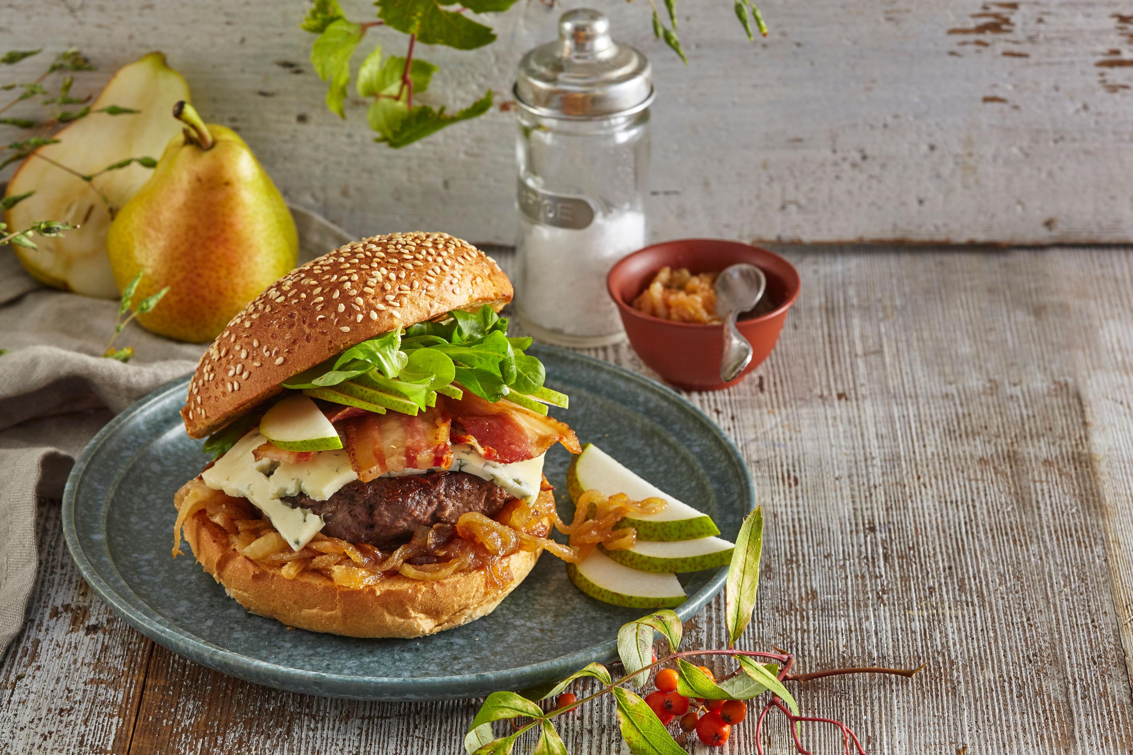 Burger s hruškou a nivou