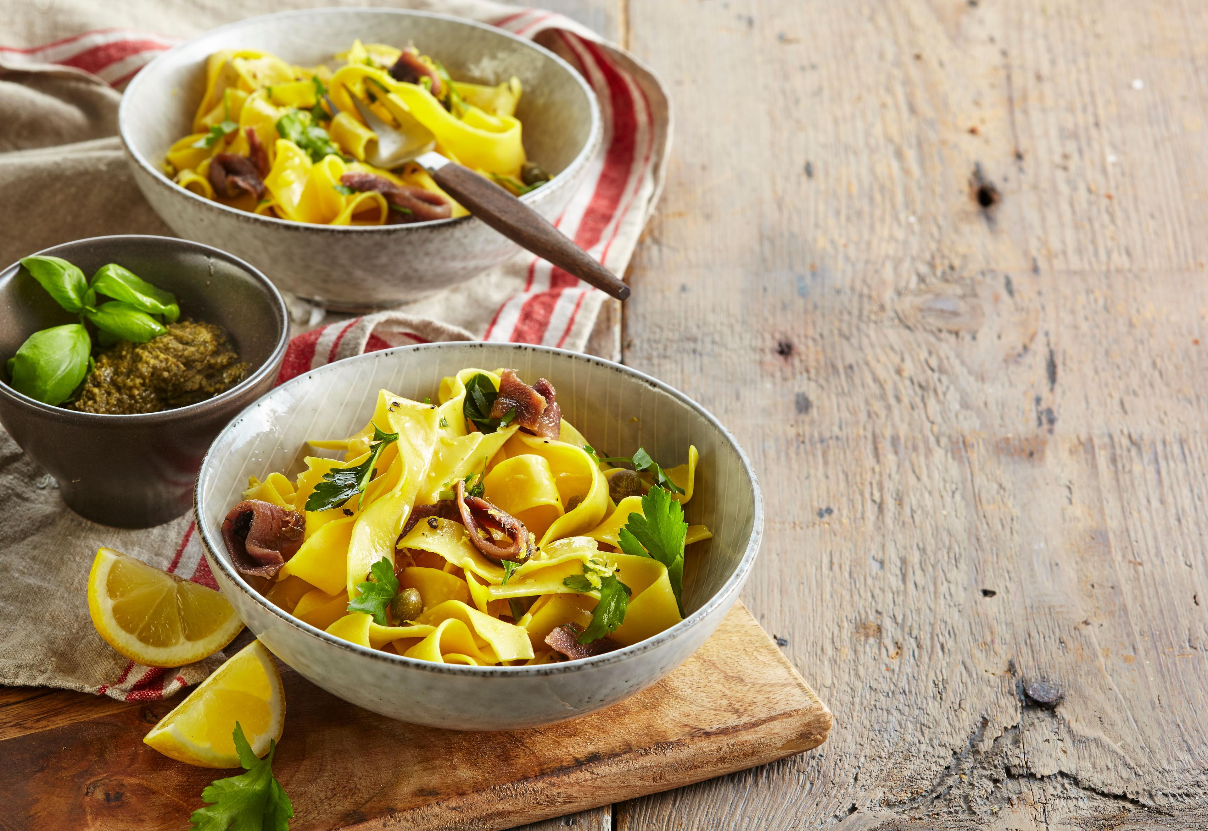 Cestoviny pappardelle so sardelami
