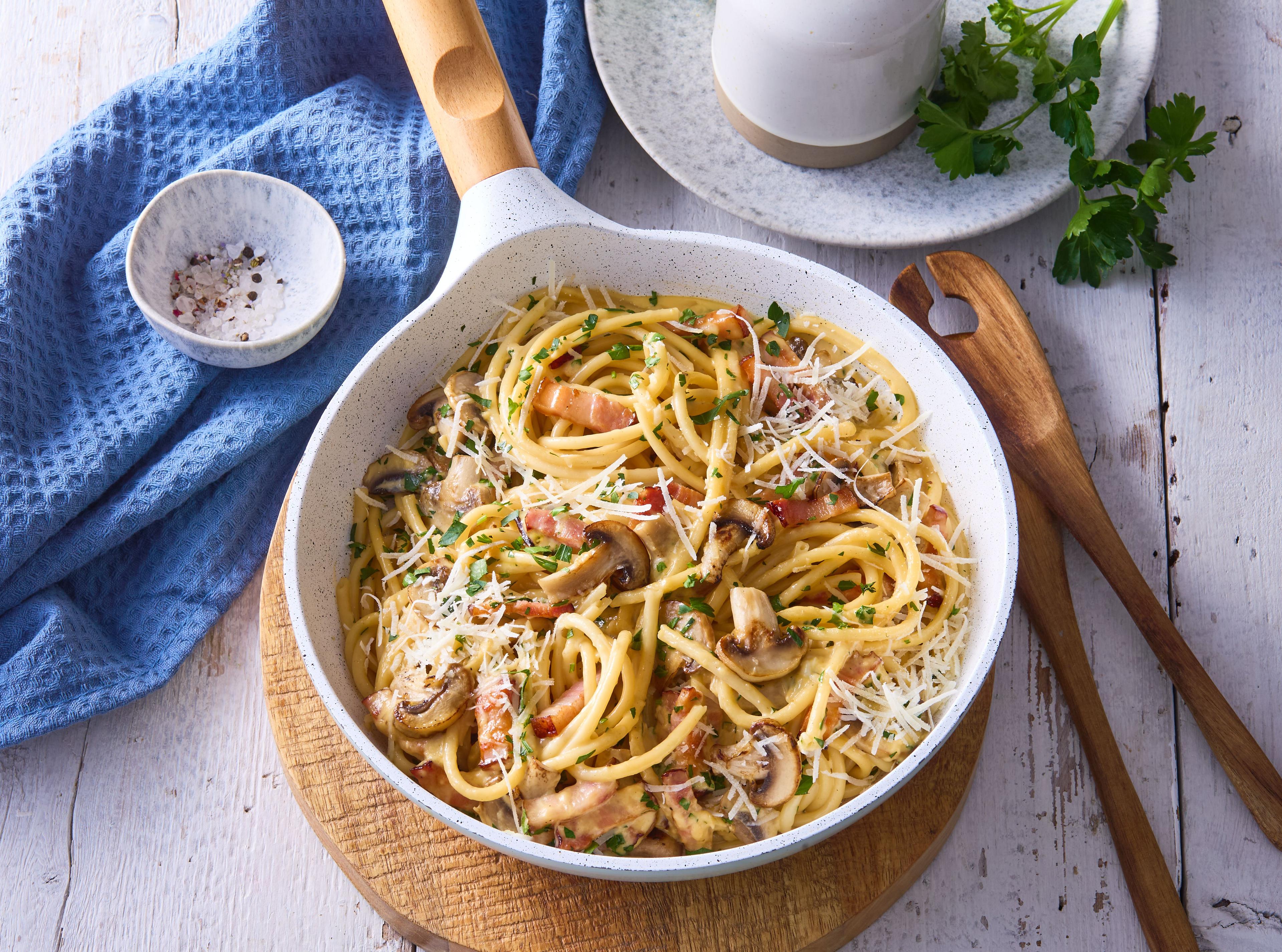 Hubové špagety ala carbonara