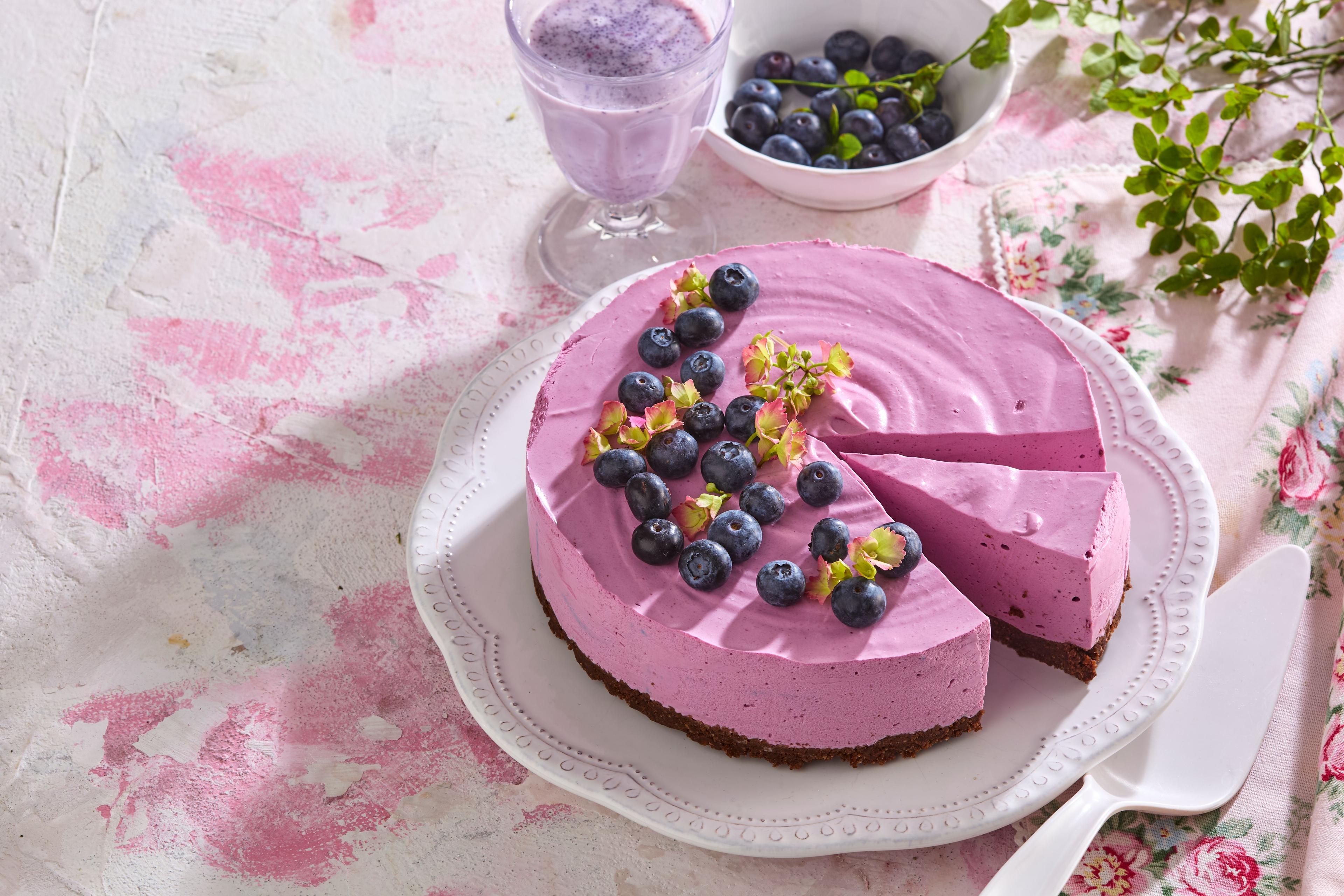 Nepečený čučoriedkový cheesecake