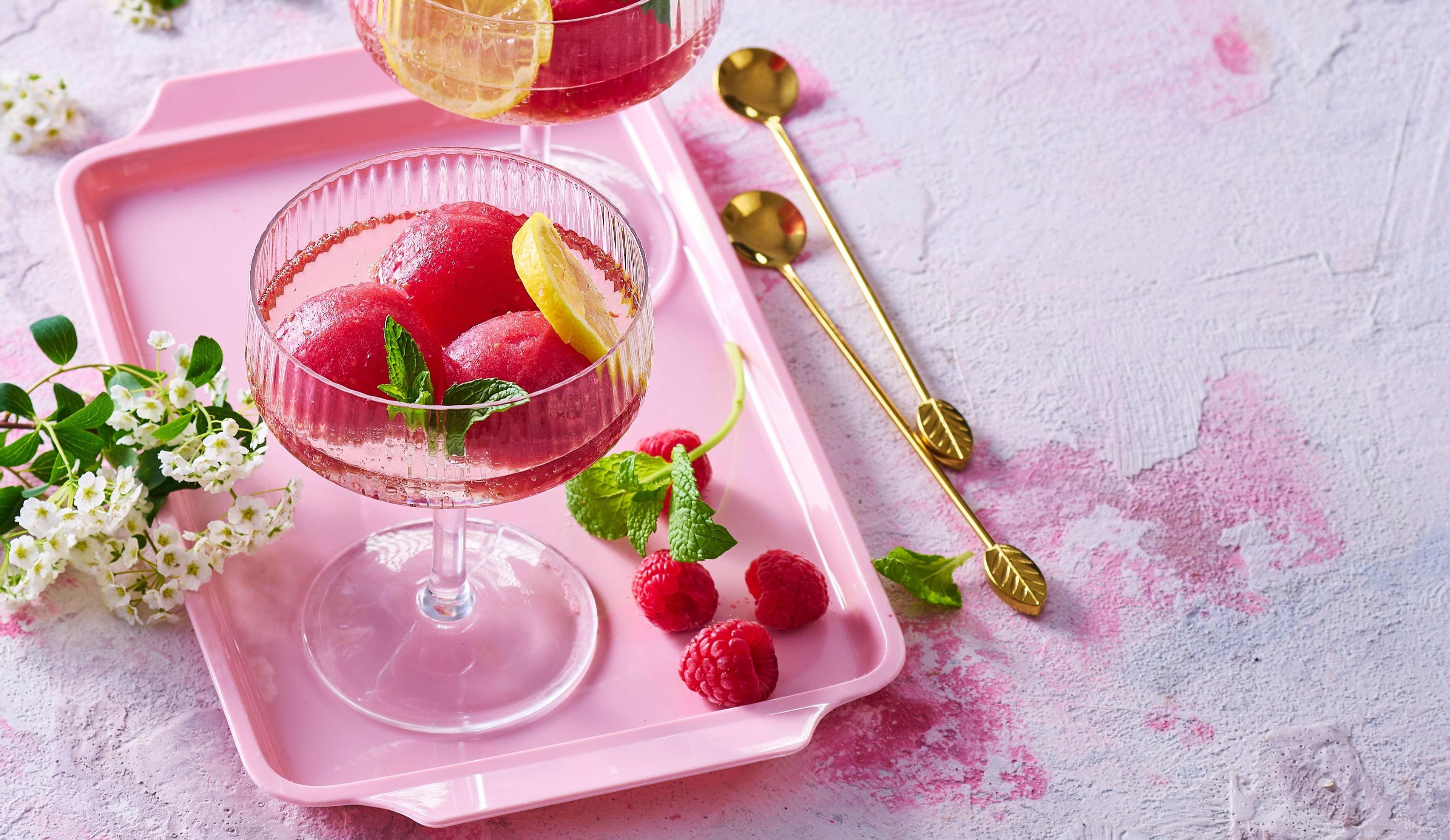 Malinový sorbet s proseccom