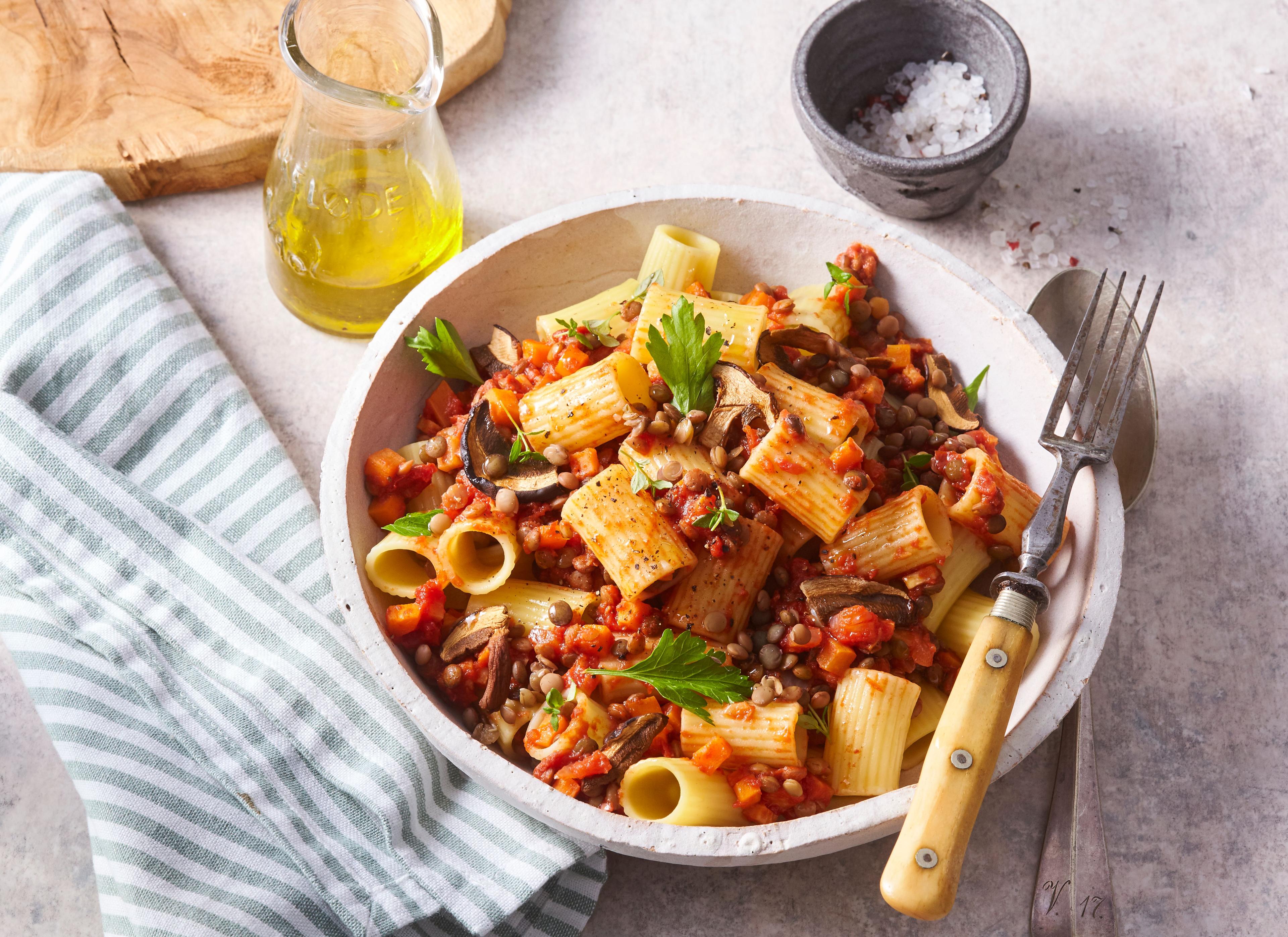 Veganské bolognese so šošovicou