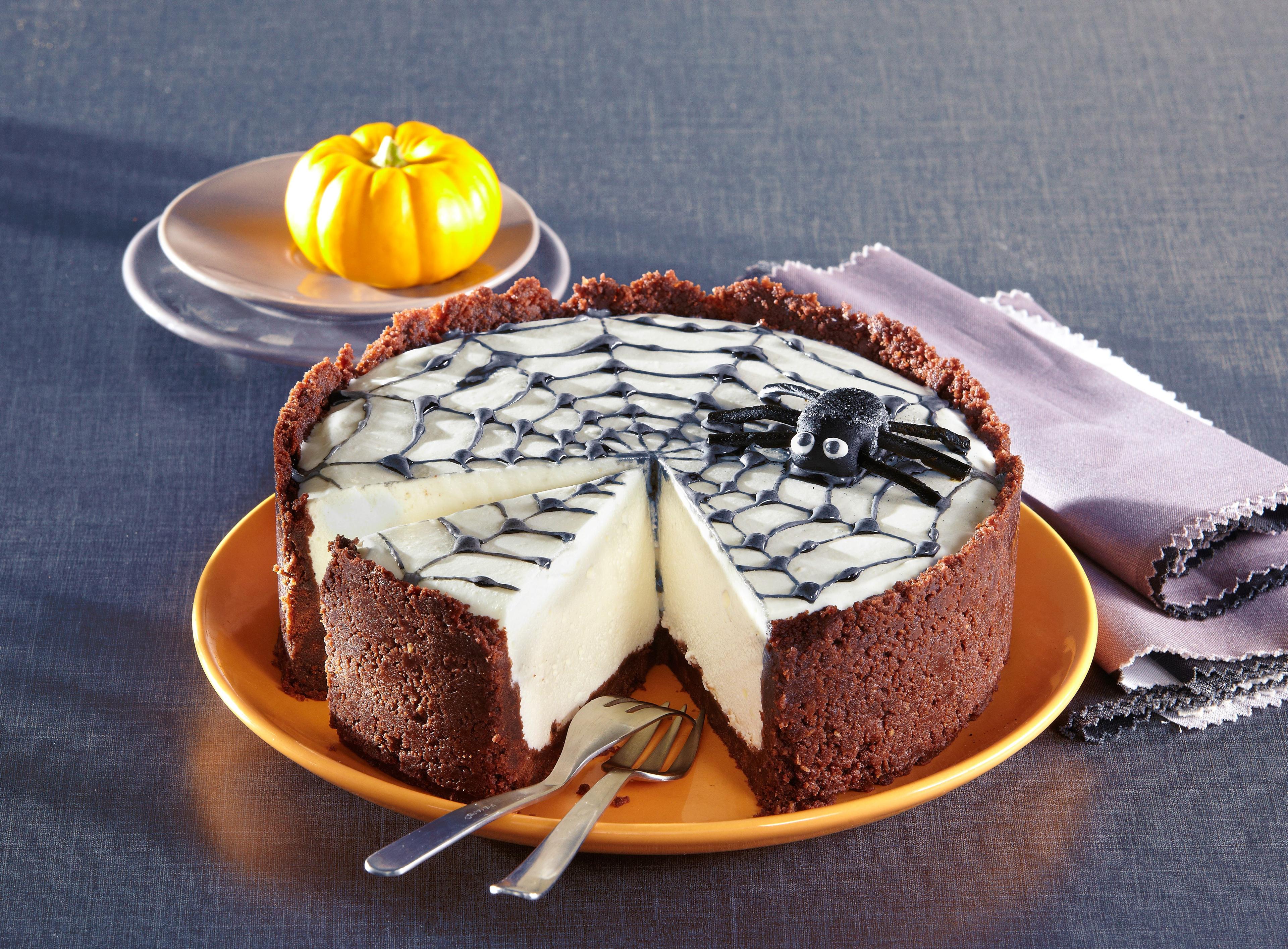 Halloweensky nepečený pavúčí cheesecake