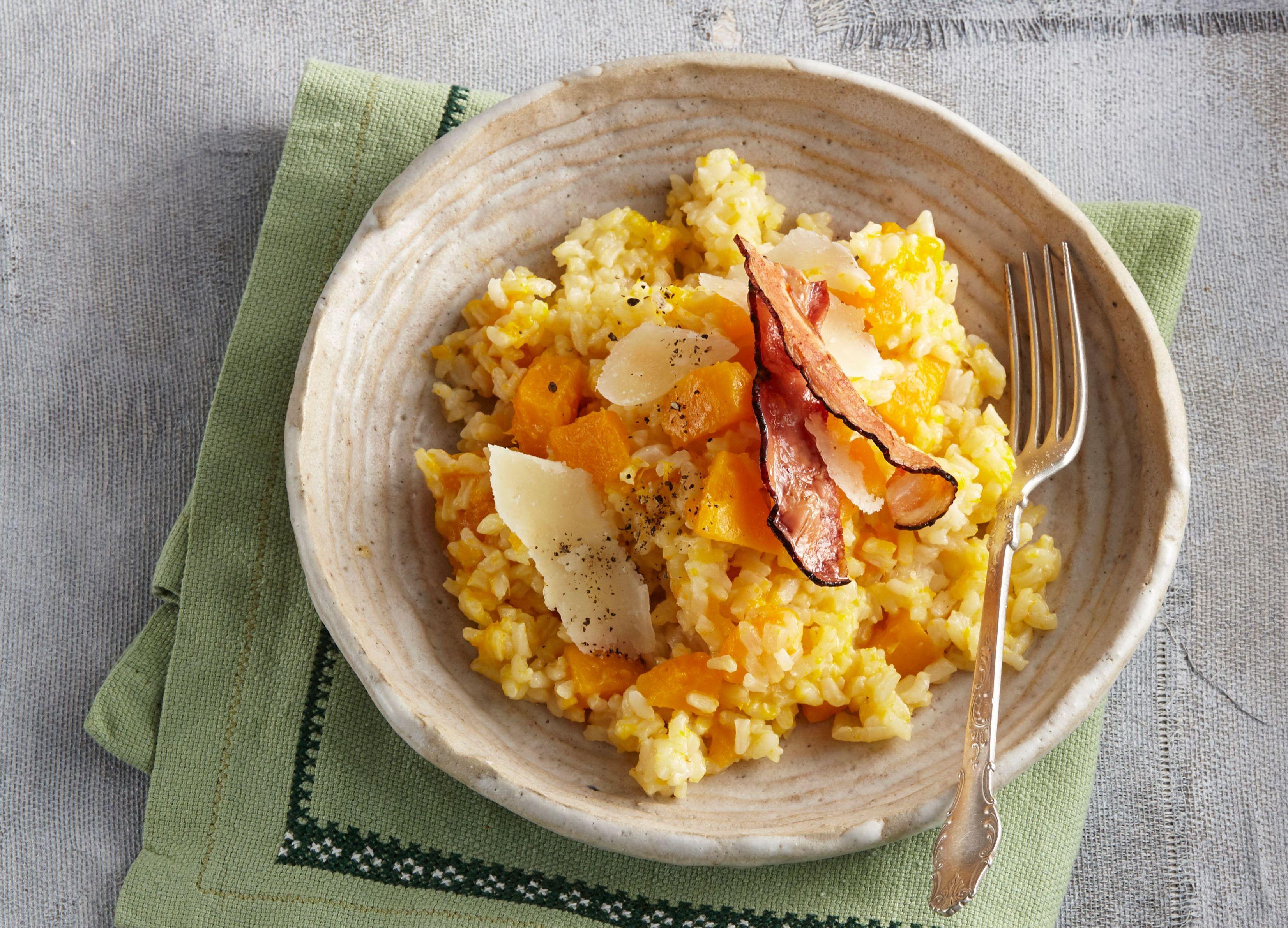 Tekvicové rizoto s anglickou slaninou