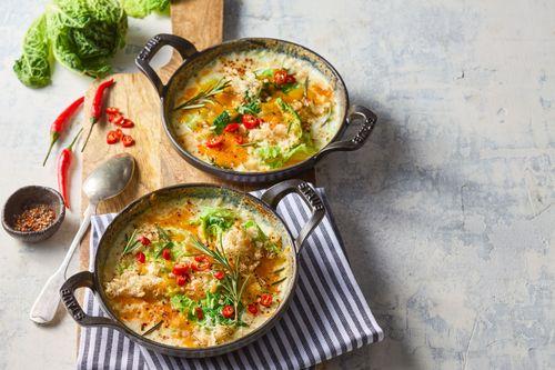 Gratinovaný kel so syrom a chilli