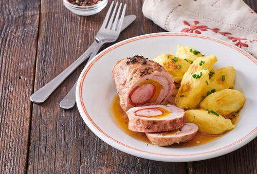 Plnené bravčové závitky