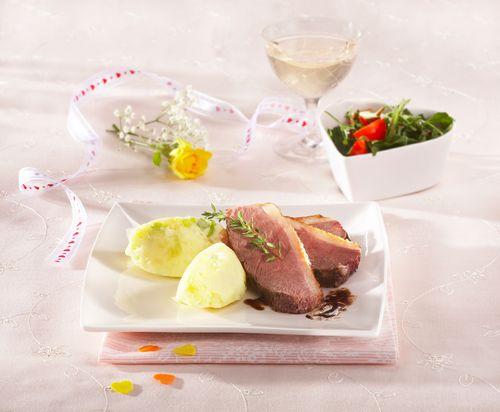 Kačacie prsia s tvarovanými zemiakmi