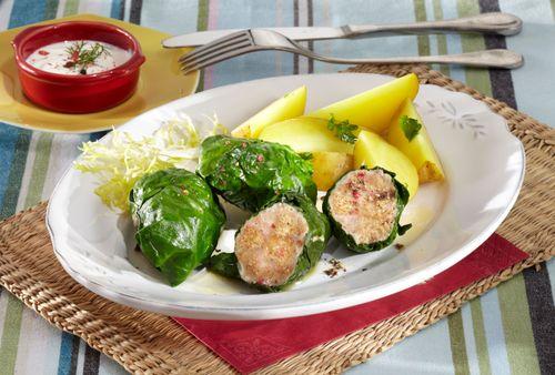 Plnené špenátové závitky s mletým mäsom