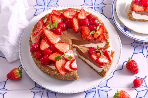 Nepečený malinový cheesecake