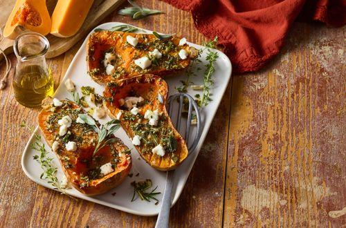 Pečená tekvica s kozím syrom