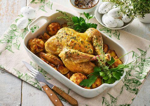 Pečené kura s plnkovými guľôčkami