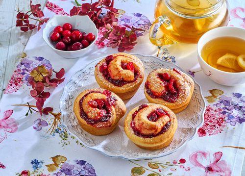 Kysnuté muffinové slimáky s brusnicami